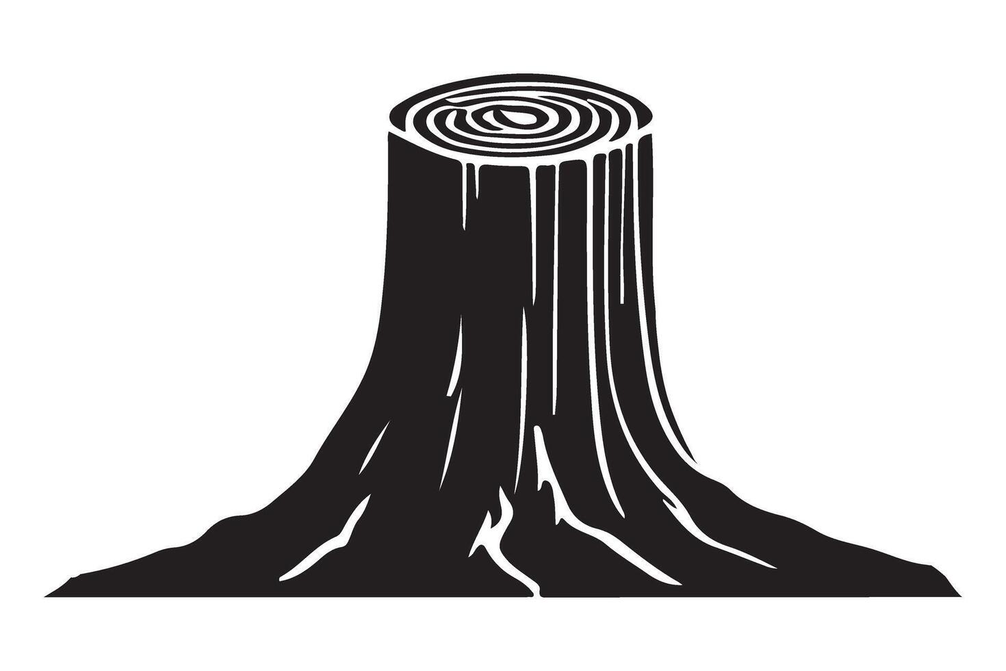 Tree Stump Silhouette Graphic Illustration Nature Logging vector