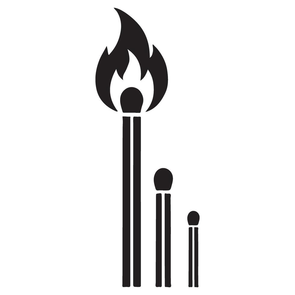 Ignite Your Imagination Silhouette of Three Burning Matches Illustration vector