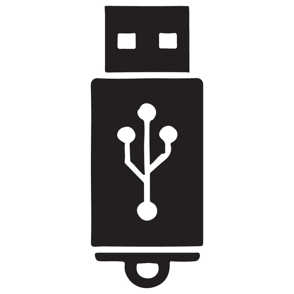 USB Drive Silhouette Art Illustration for Data and Technology Designs vector