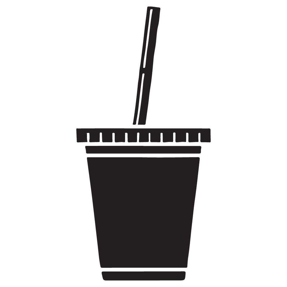Silhouette Art of a Disposable Cup with Straw Drink Beverage vector