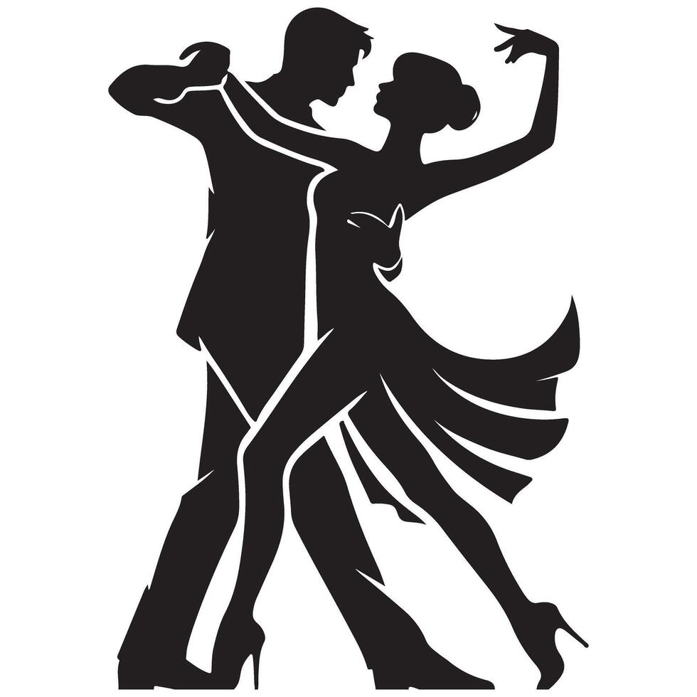 Tango Dancers Silhouette Art Illustration for Latin Dance Projects vector