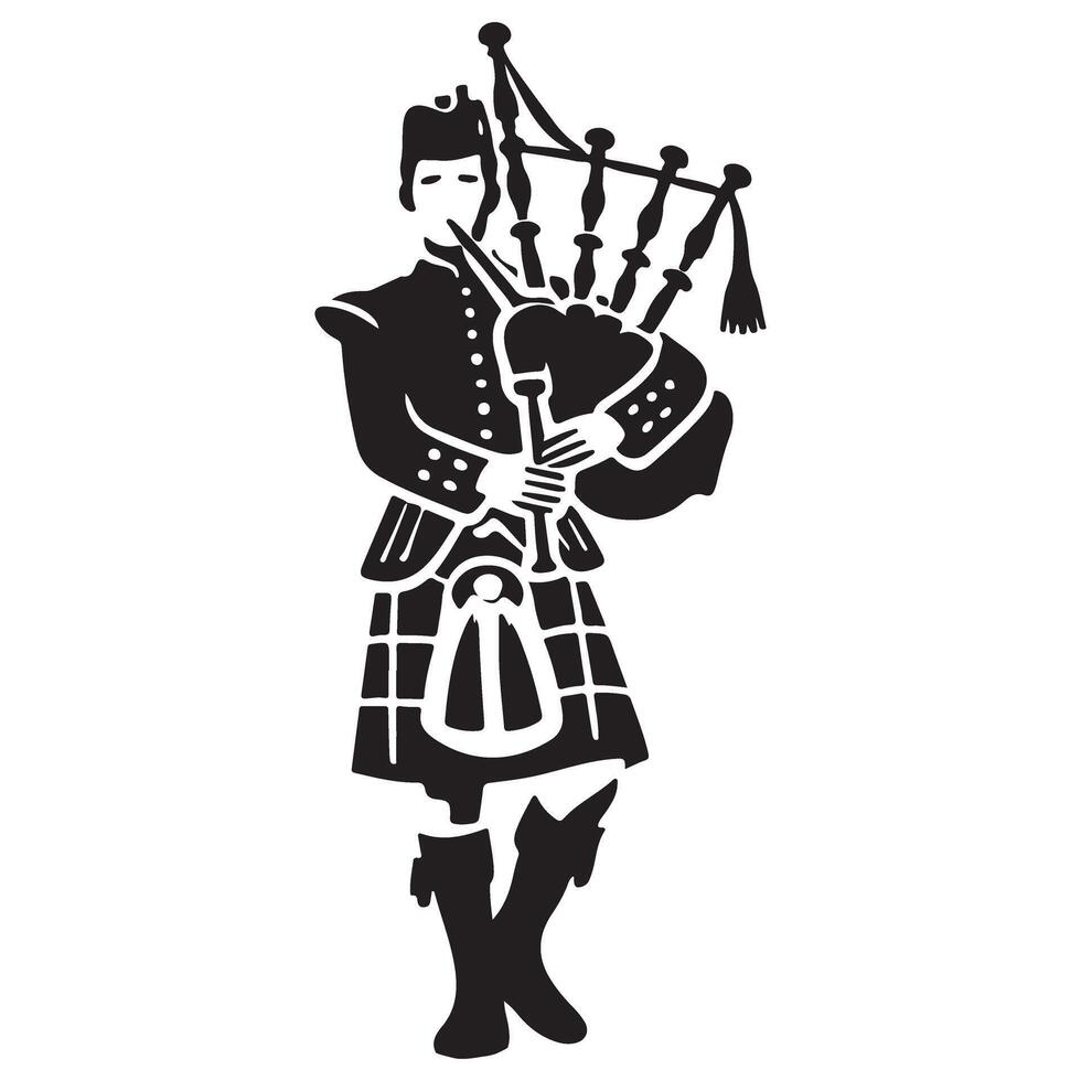 Bagpiper Silhouette Illustration Celebrating Scottish Culture and Heritage vector