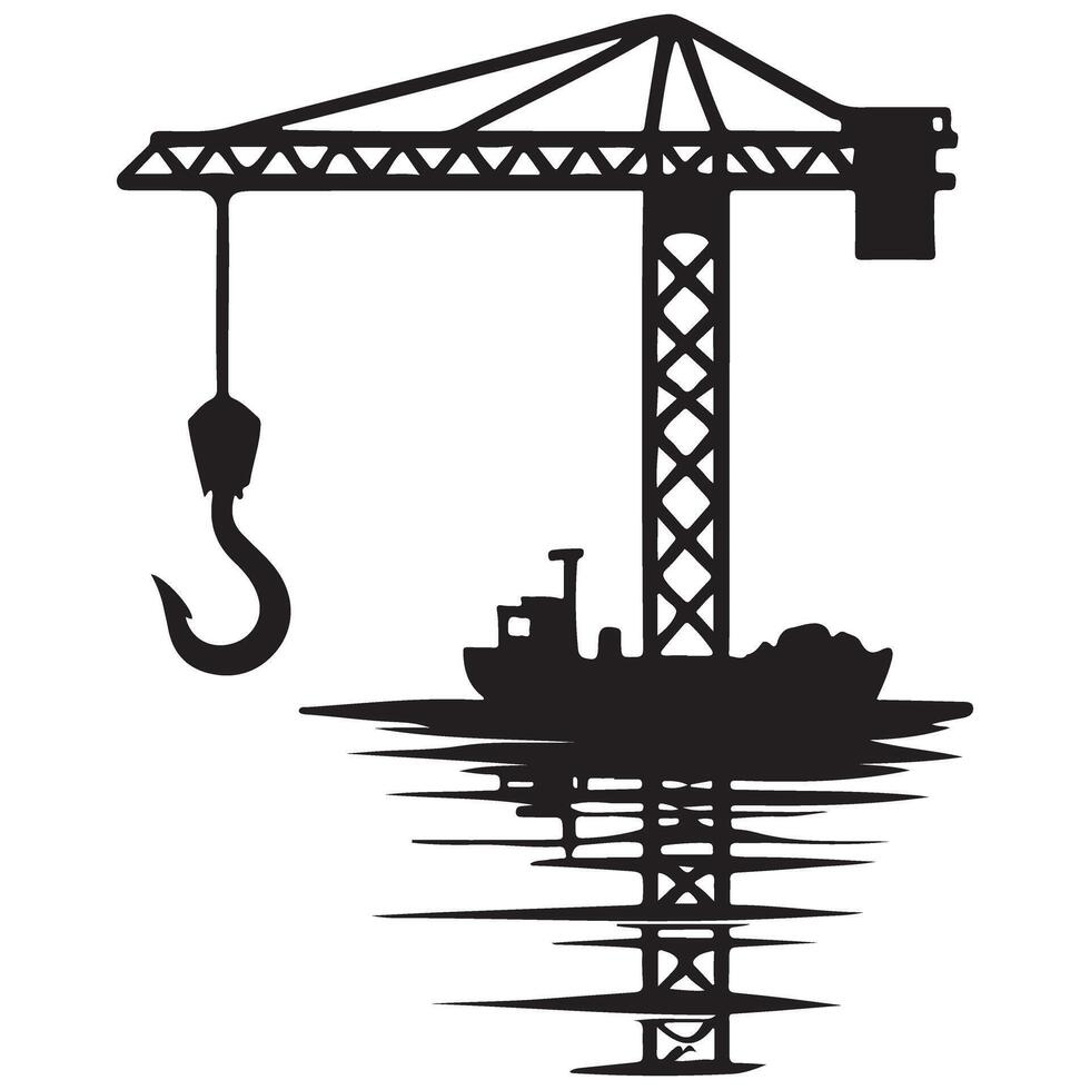 Construction Crane Silhouette Art Illustration for Building Projects vector
