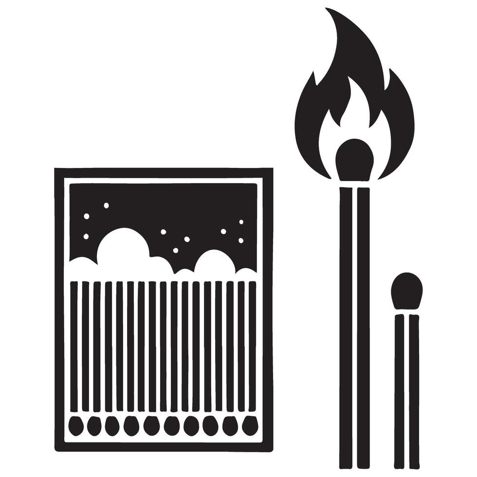 Light Up Your World Silhouette Matchbox with Burning Match Illustration Design vector