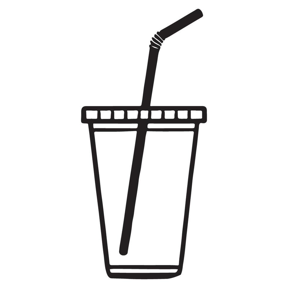 Iced Drink Cup with Straw Illustration for Design Needs vector