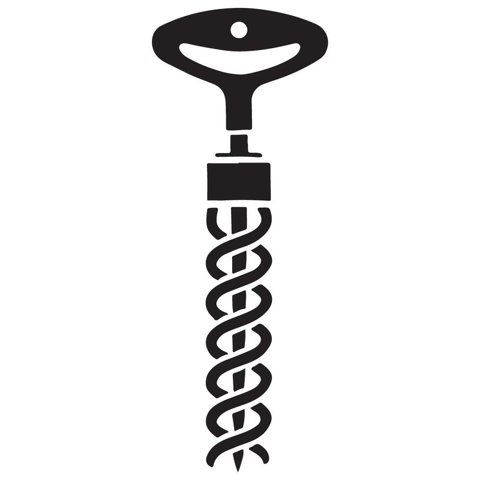 Corkscrew Silhouette Illustration Wine Opener Graphic Design vector