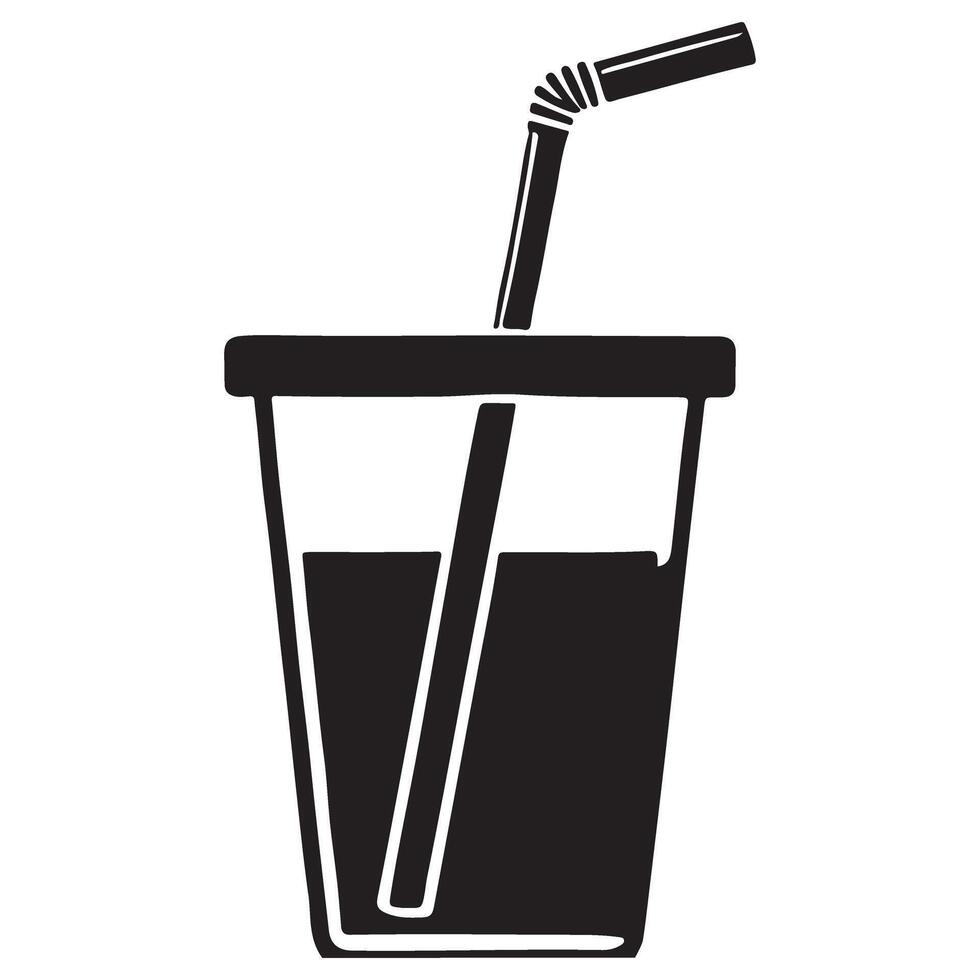Refreshing Drink Illustration Cold Beverage with Straw Artwork vector
