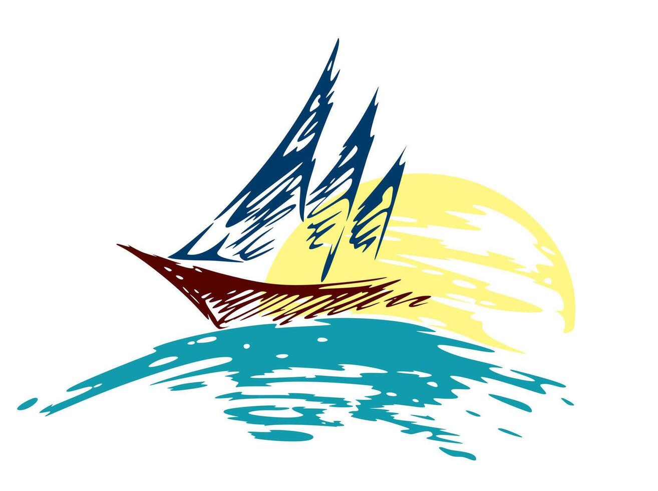 Sailing vessel in the sea. vector