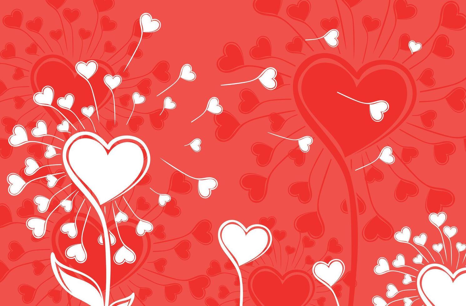 Dandelions with hearts. vector