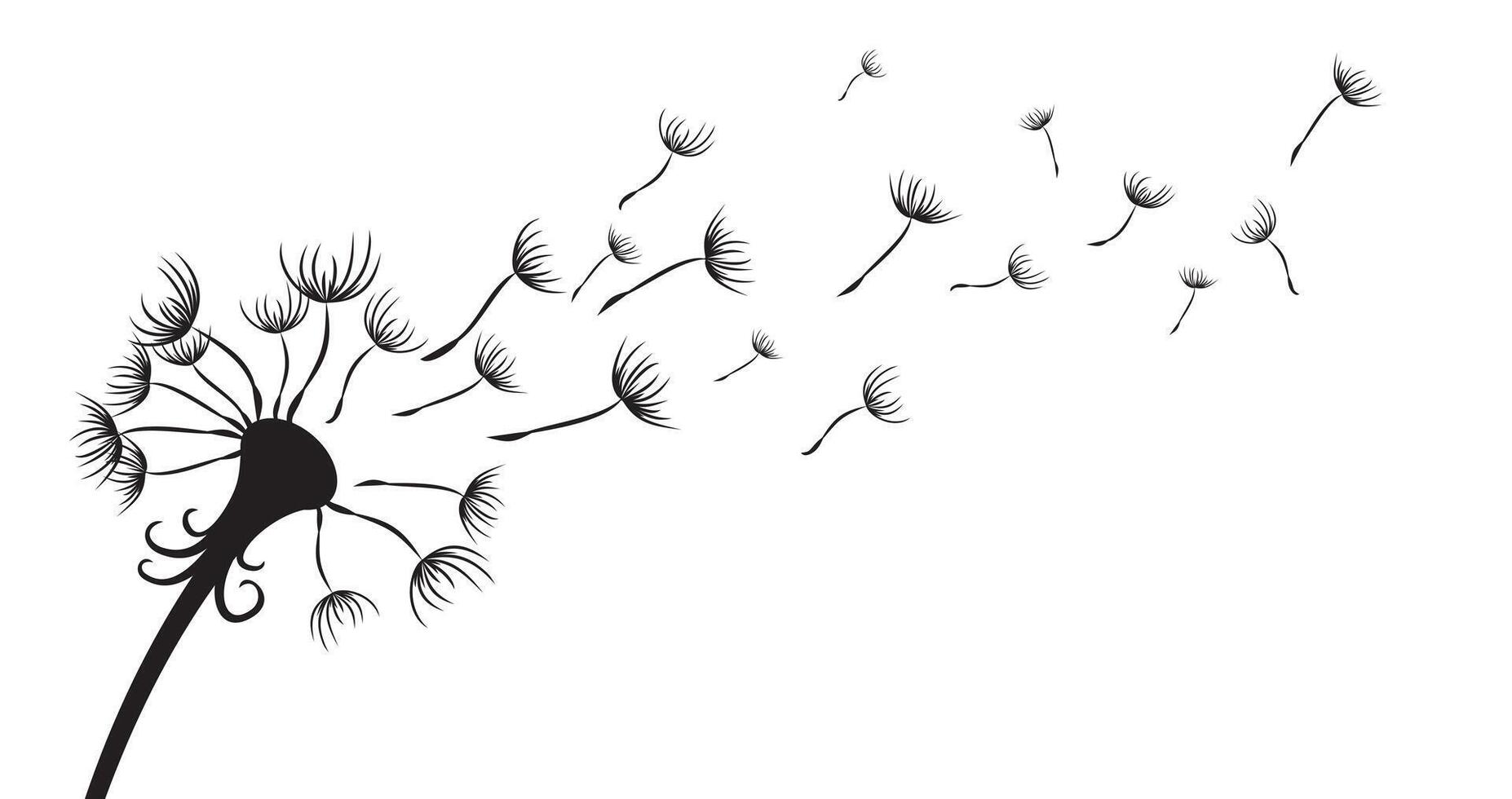 Field Dandelion seeds in flight. vector
