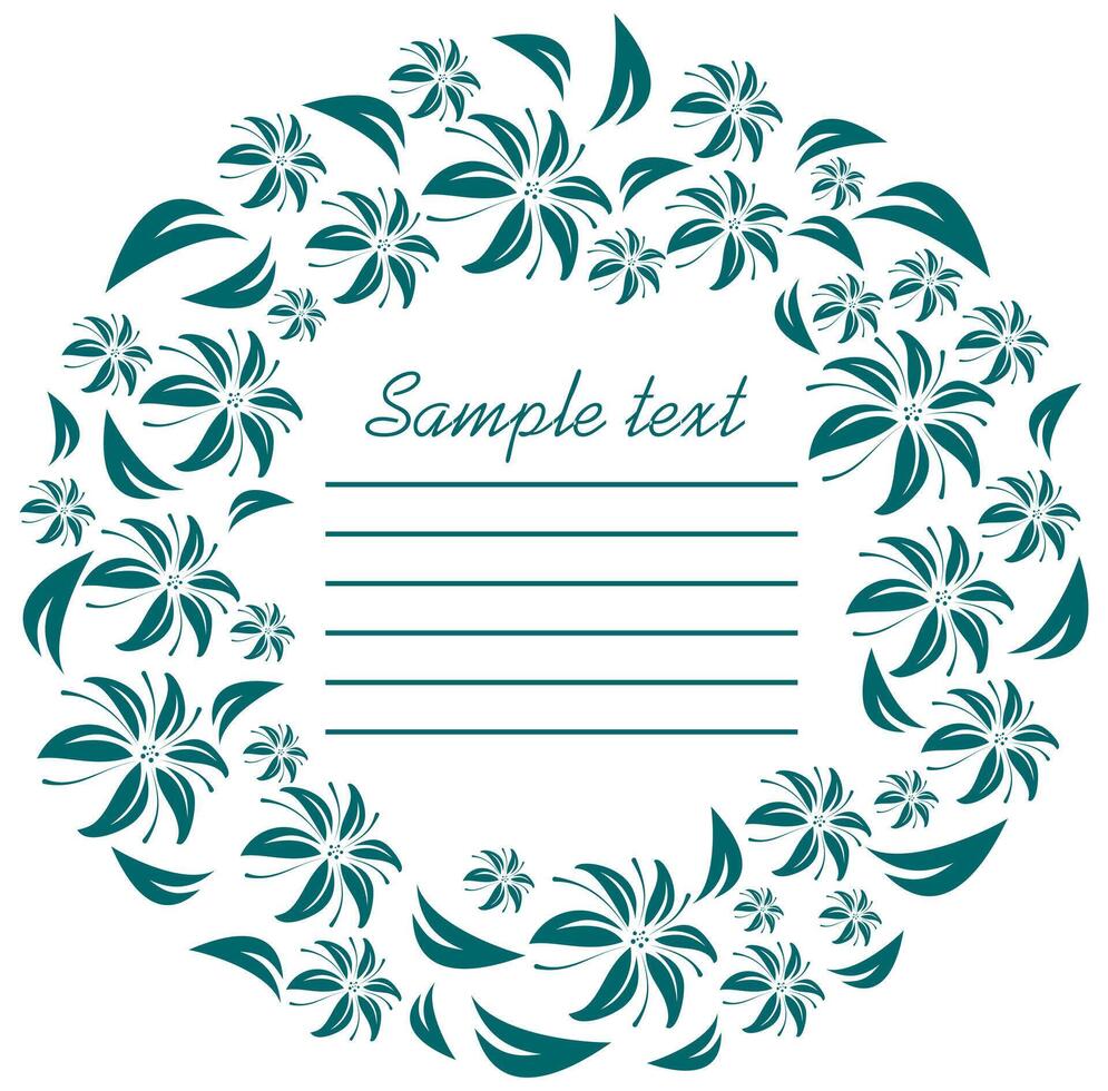 The template of round frame with flowers. vector