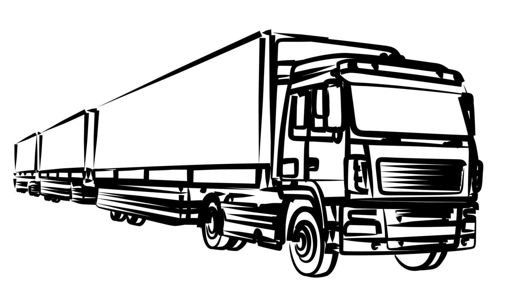 Sketch of the long truck. vector