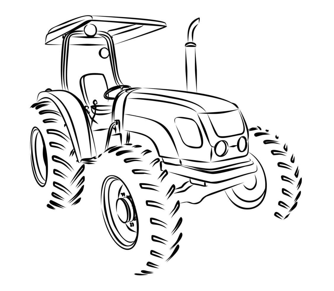 Tractor sketch with open top. vector