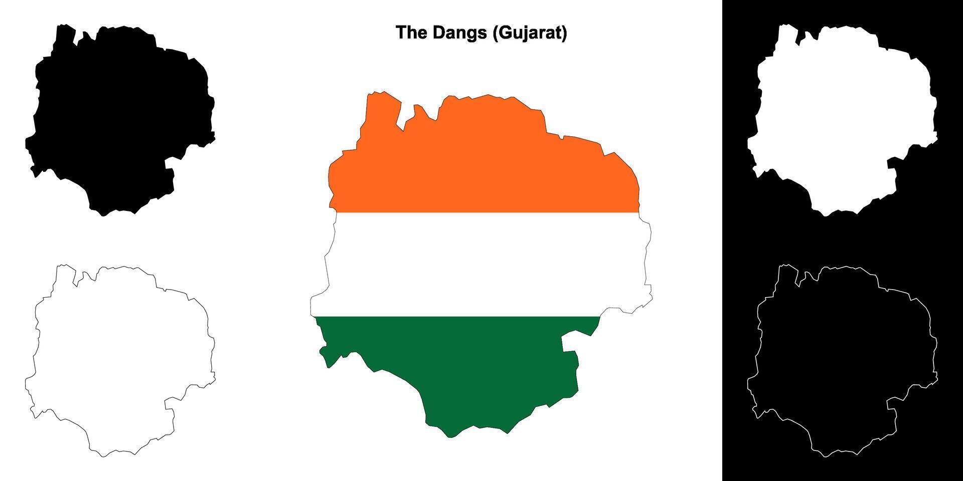 The Dangs district, Gujarat outline map set vector
