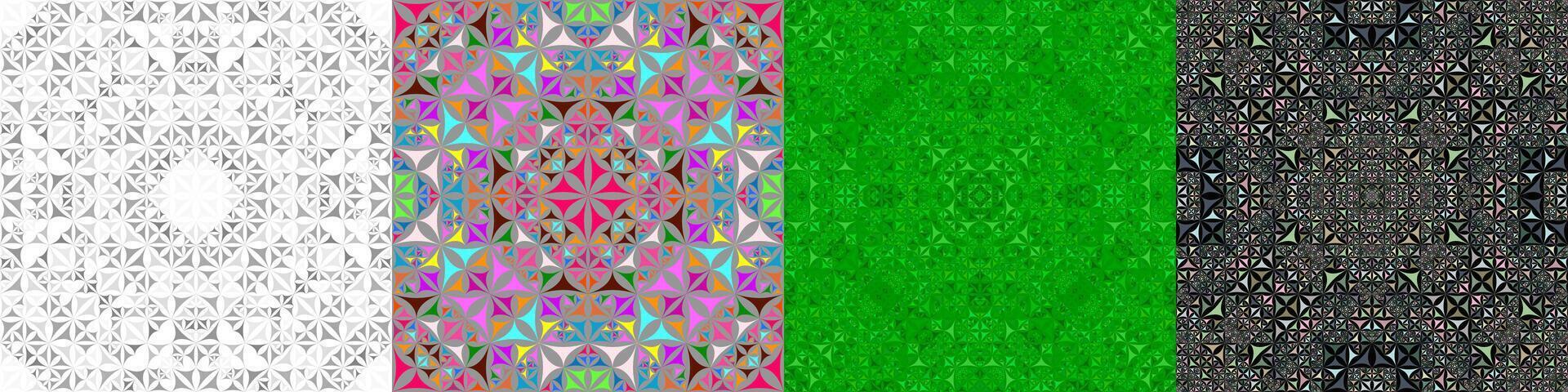 Seamless geometrical polygonal kaleidoscope pattern set vector