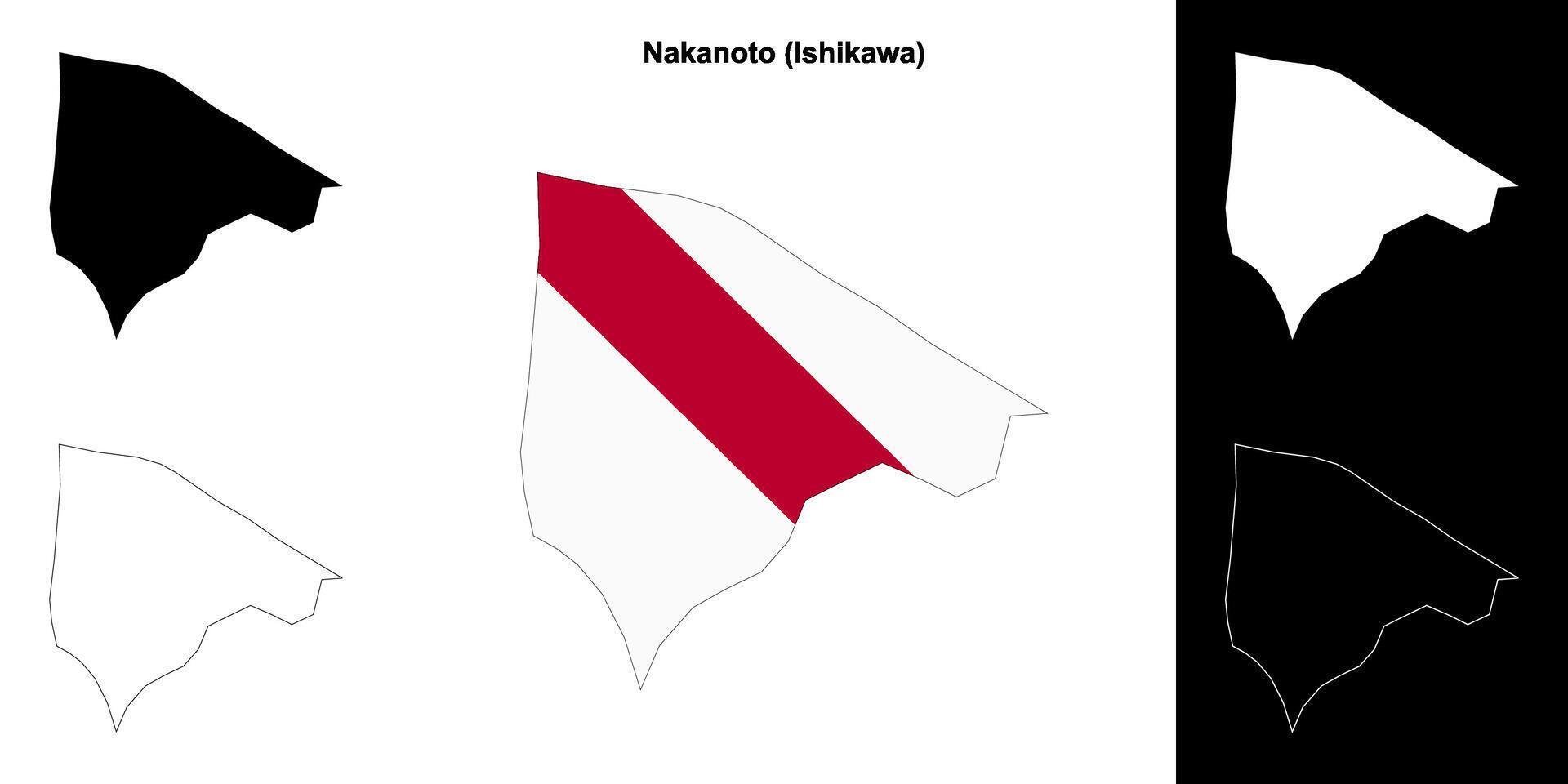 Nakanoto, Ishikawa outline map set vector