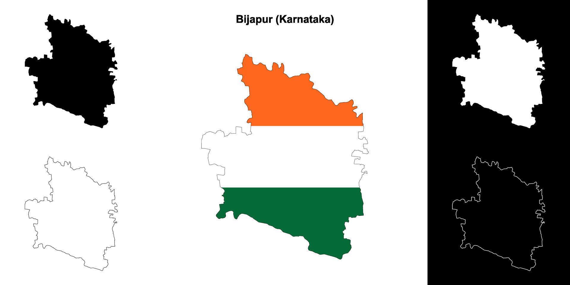 Bijapur district, Karnataka outline map set vector