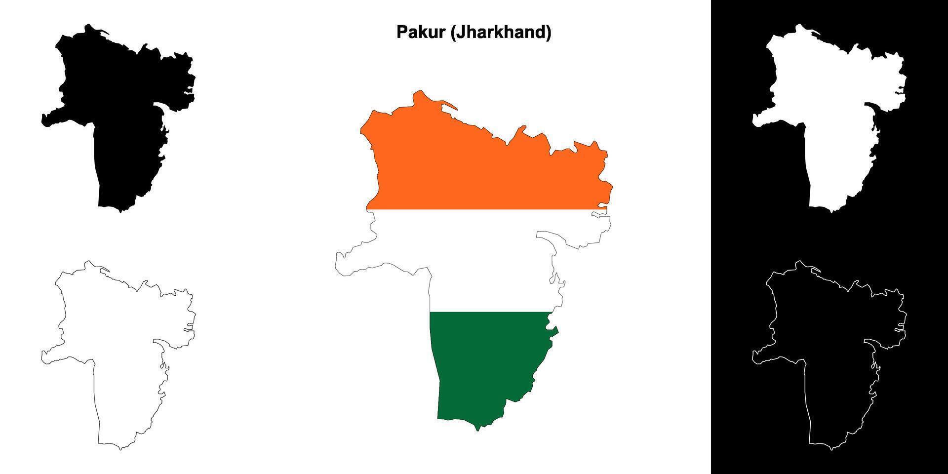 Pakur district, Jharkhand outline map set vector