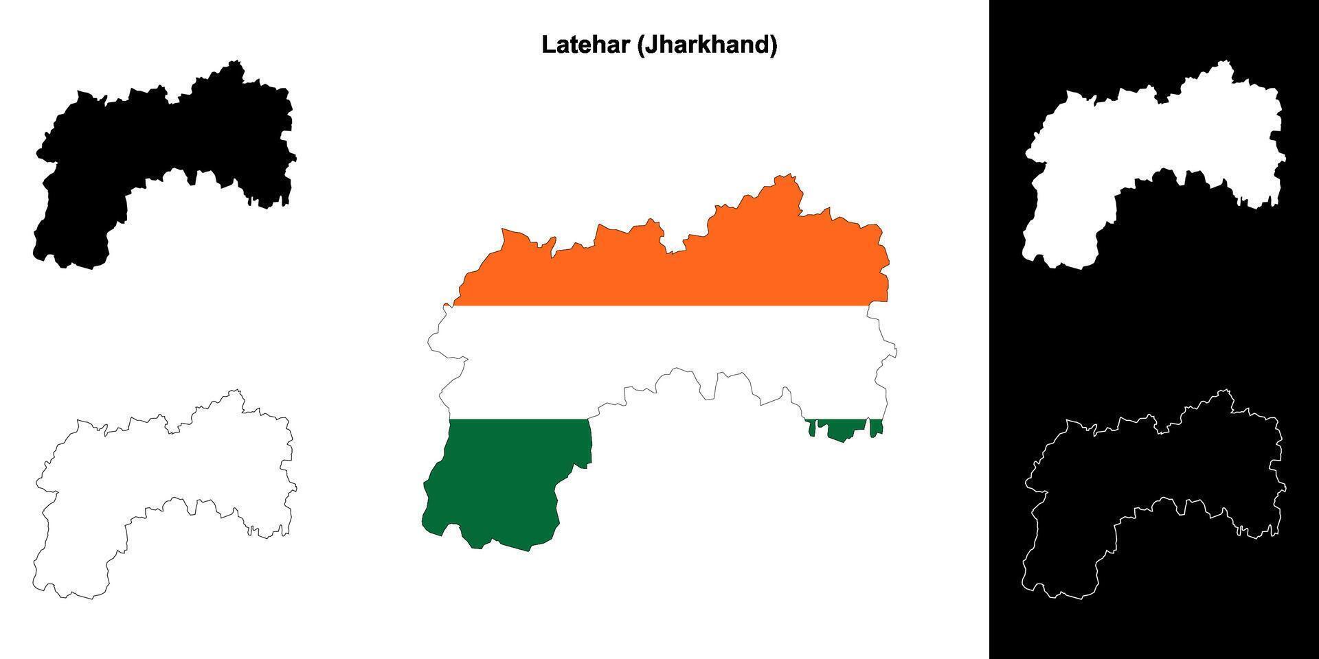 Latehar district, Jharkhand outline map set vector