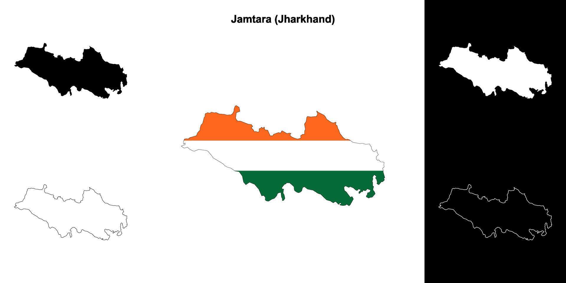 Jamtara district, Jharkhand outline map set vector
