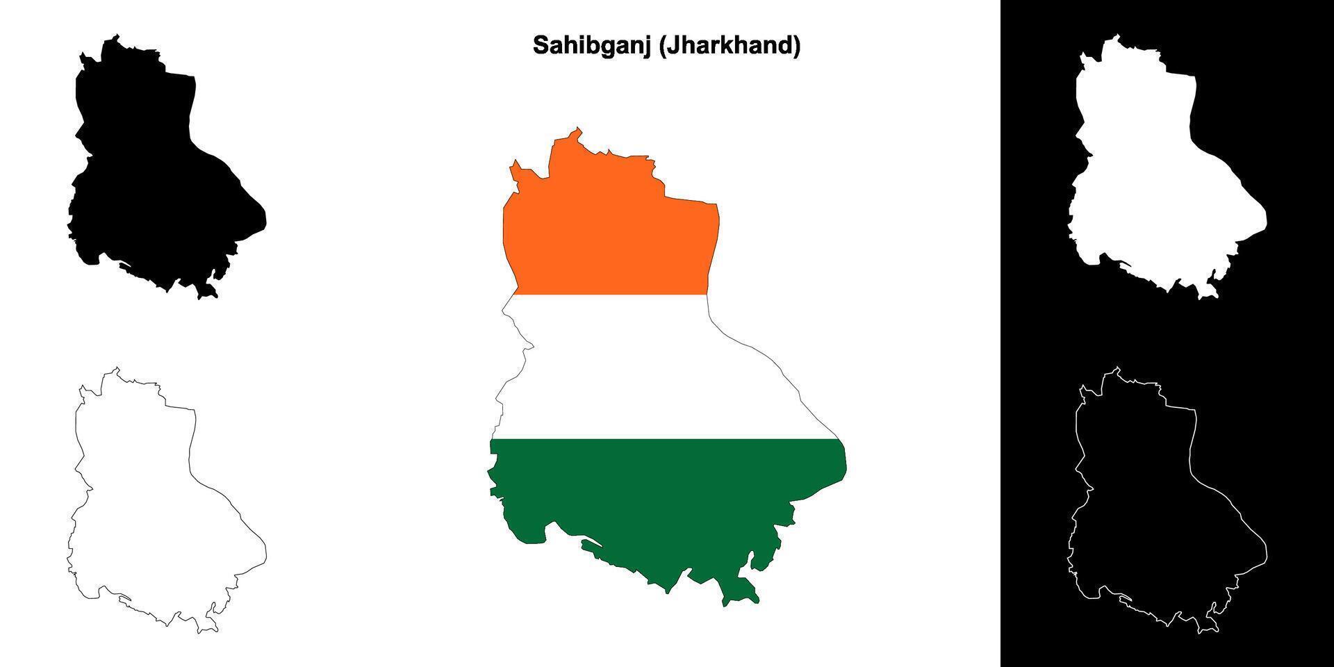 Sahibganj district, Jharkhand outline map set vector
