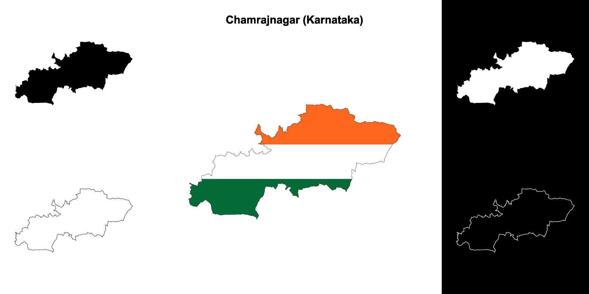 Chamrajnagar district, Karnataka outline map set vector