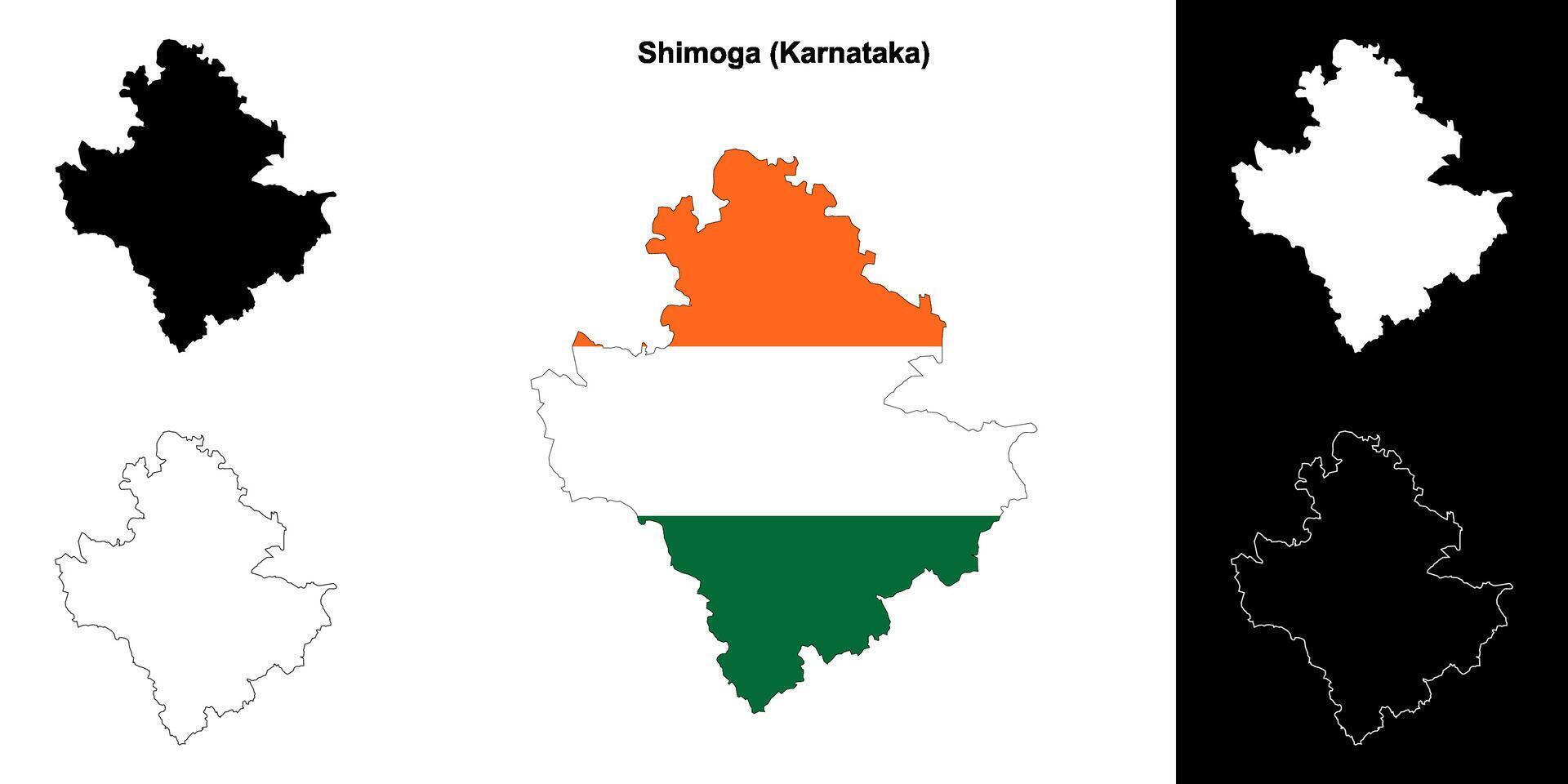 Shimoga district, Karnataka outline map set vector