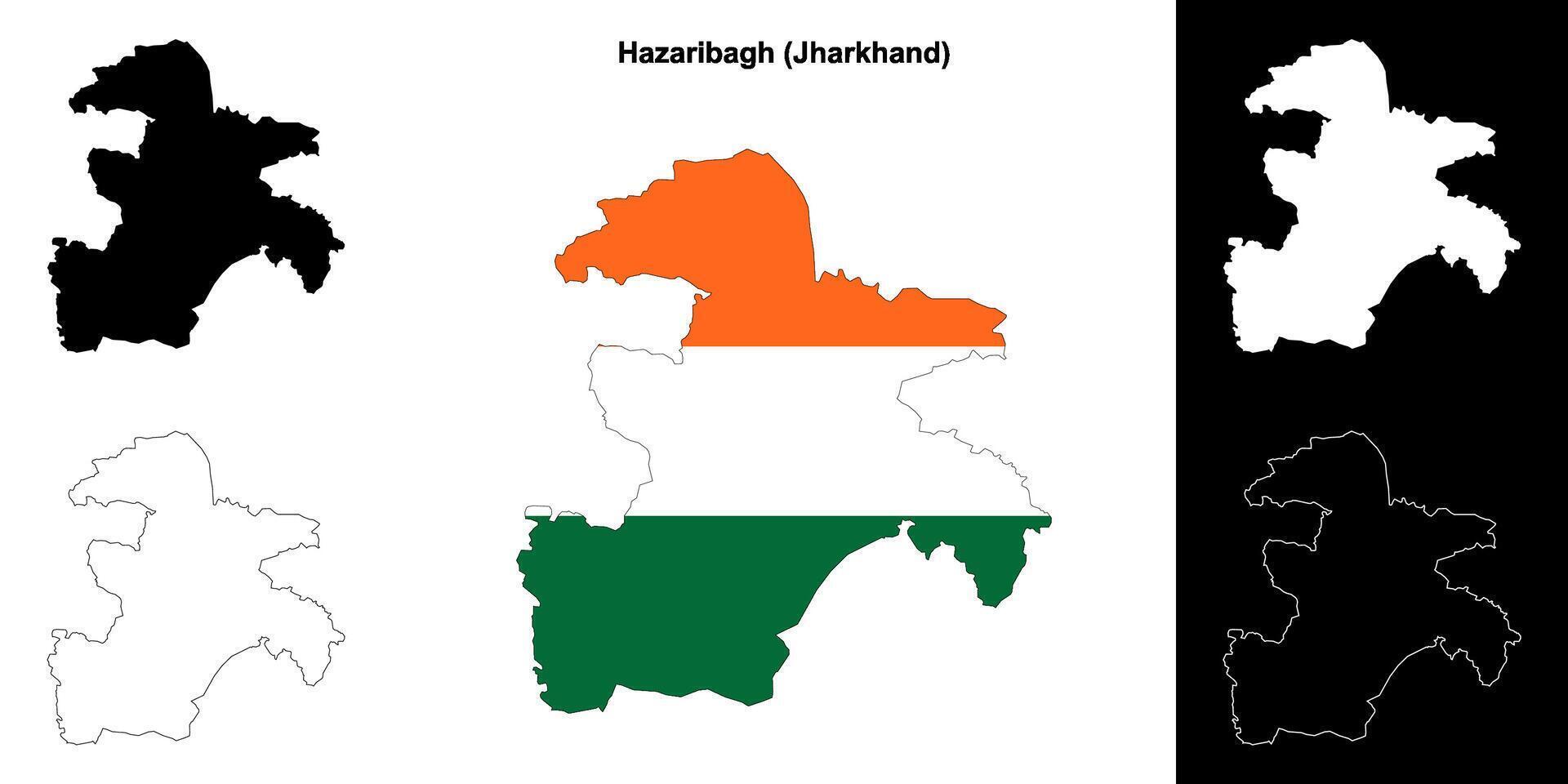 Hazaribagh district, Jharkhand outline map set vector