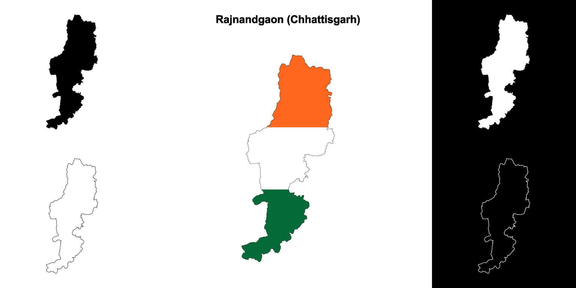 Rajnandgaon district, Chhattisgarh blank outline map set vector