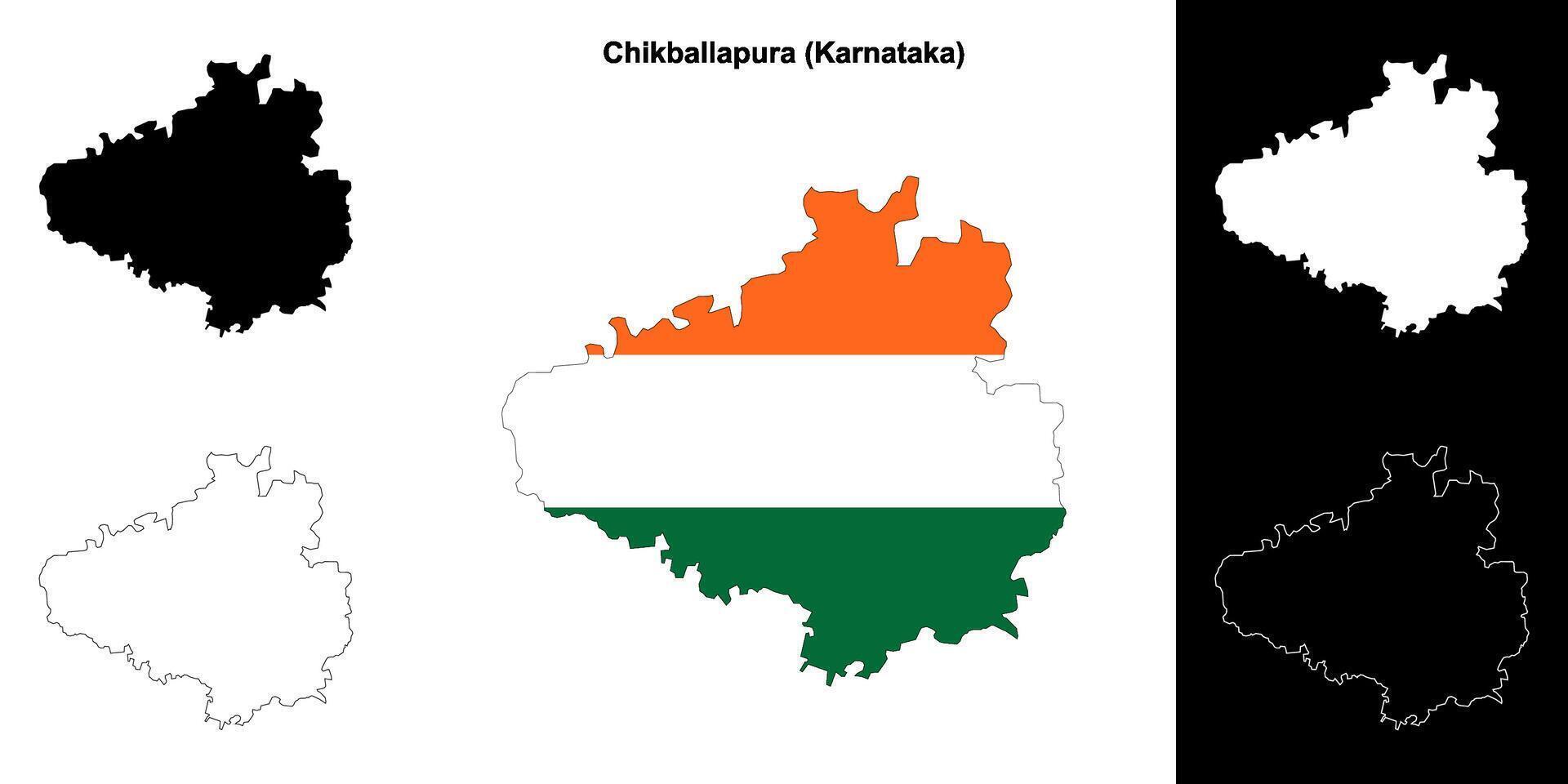 Chikballapura district, Karnataka outline map set vector