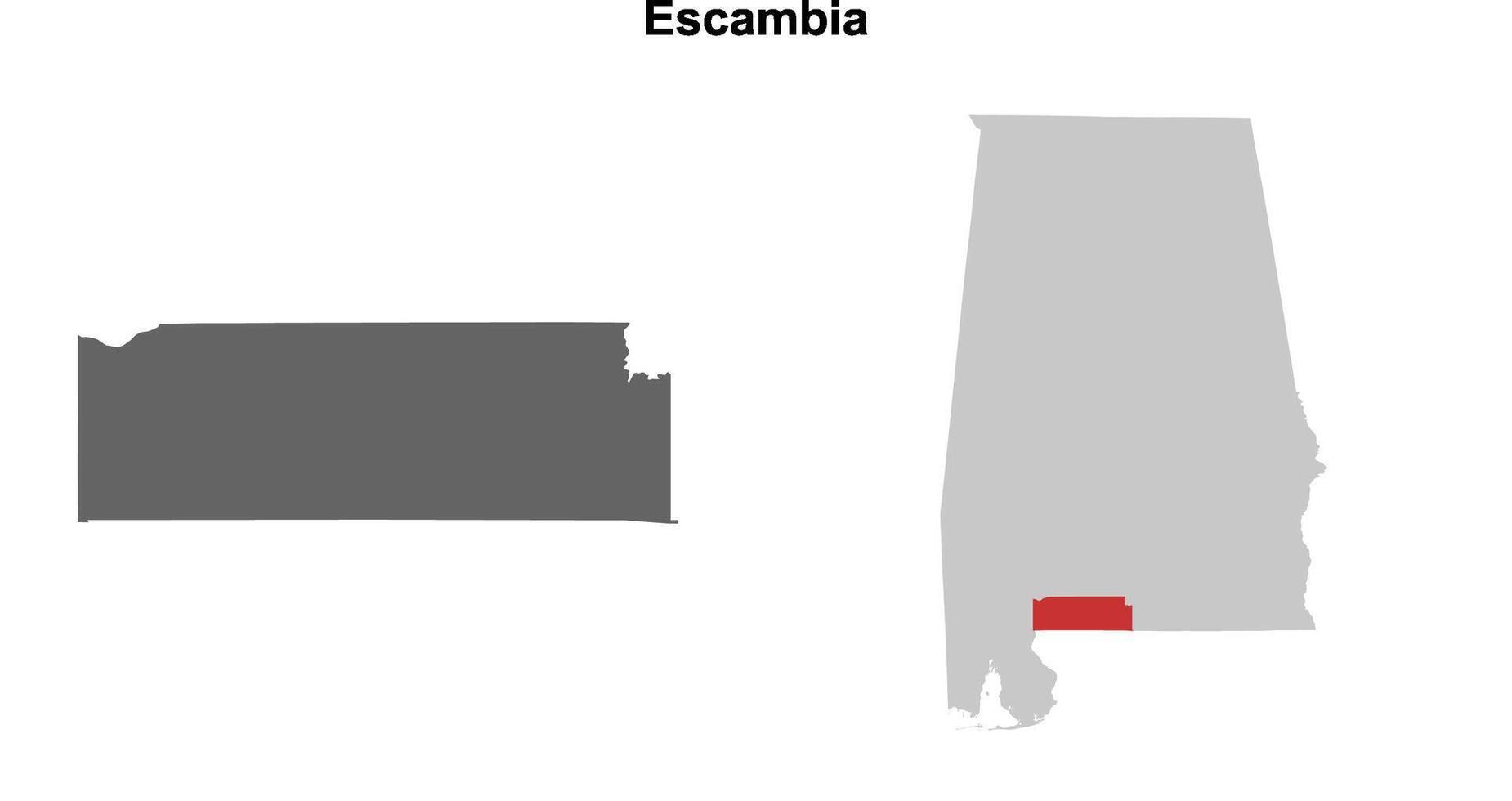 Escambia County, Alabama blank outline map set vector