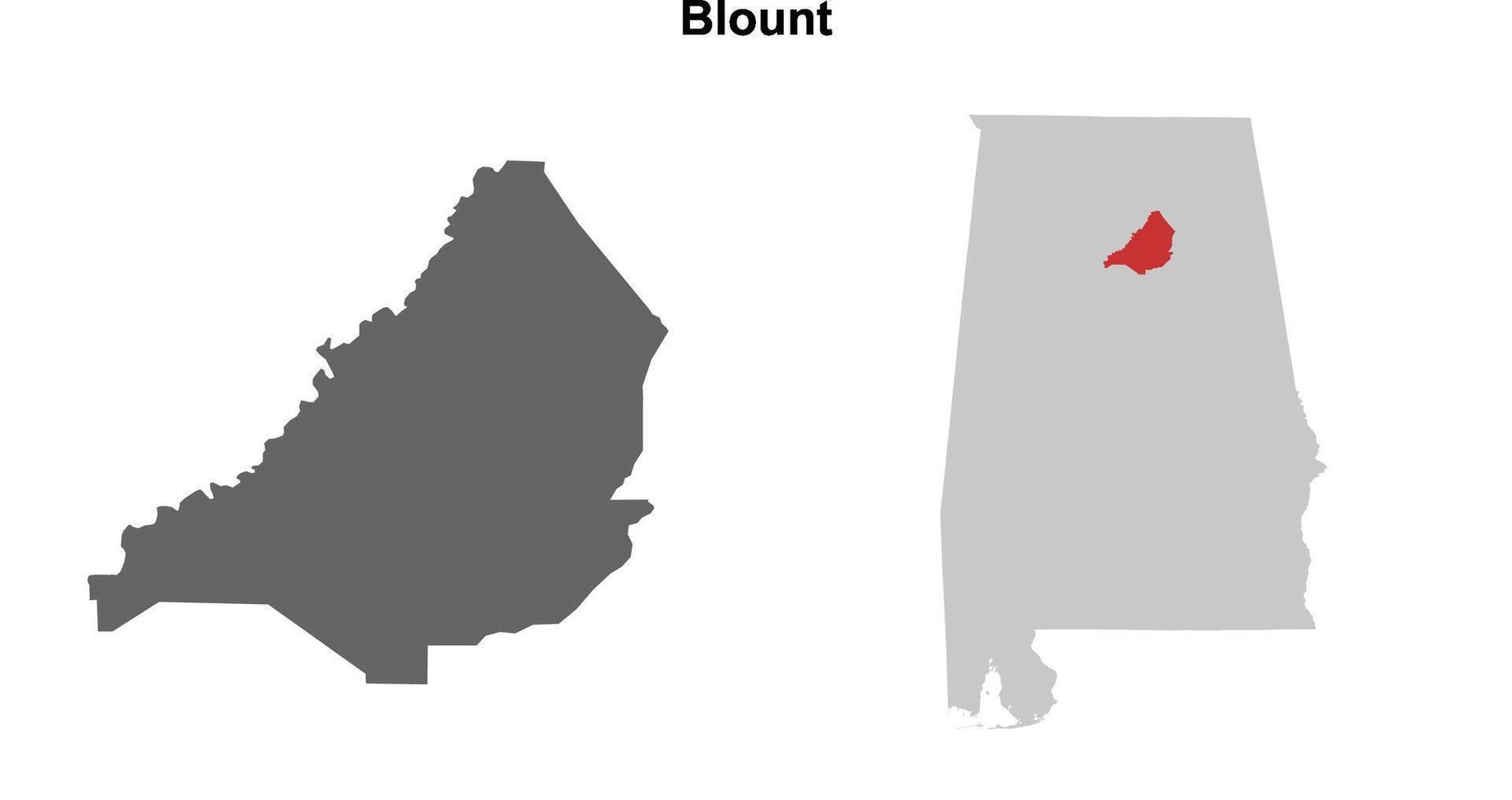 Blount County, Alabama blank outline map set vector