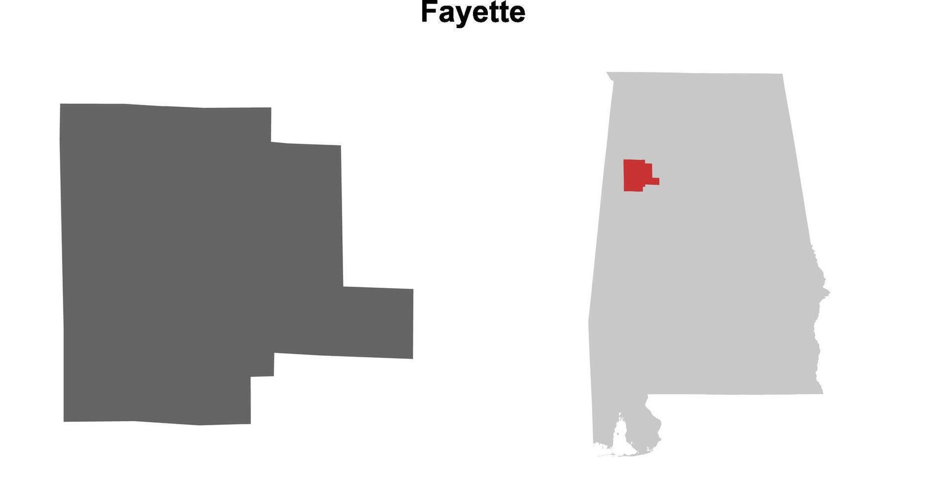 Fayette County, Alabama blank outline map set vector