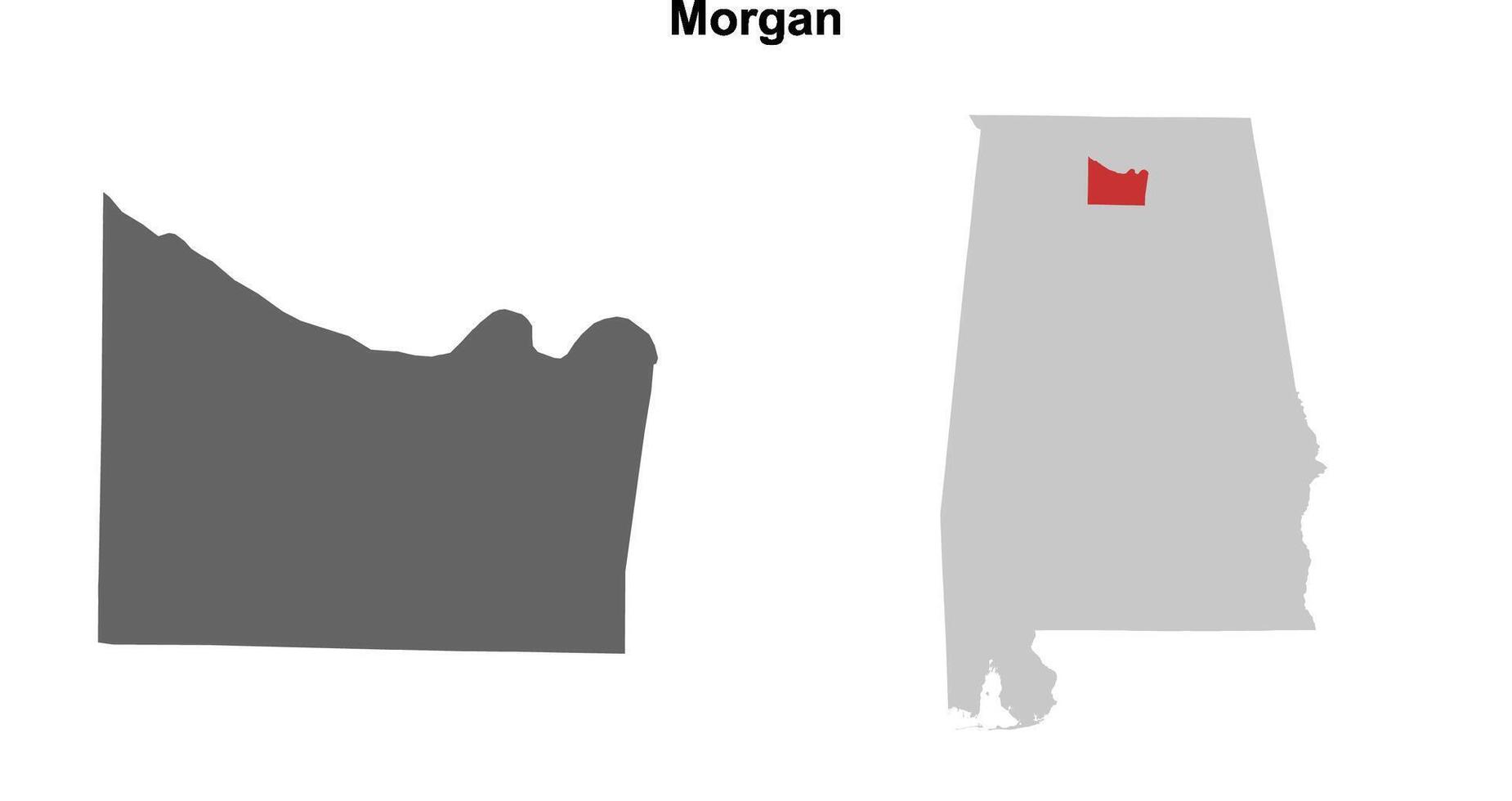 Morgan County, Alabama blank outline map set vector