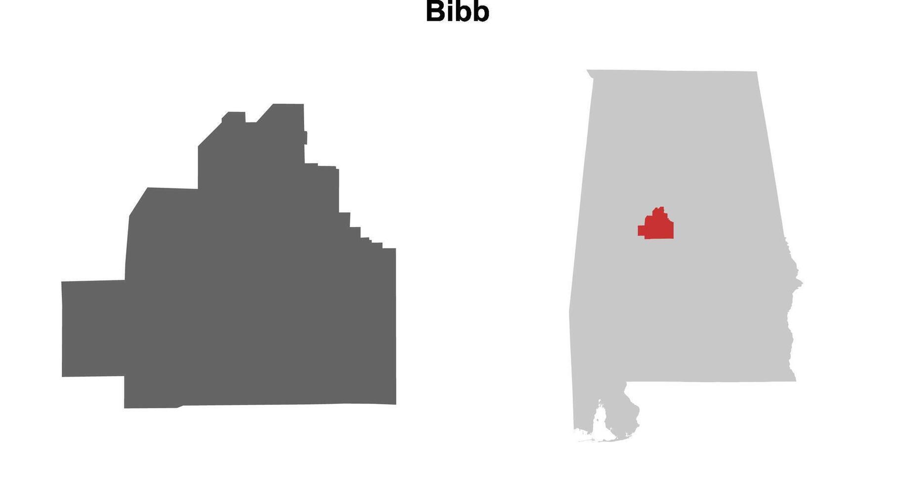 Bibb County, Alabama blank outline map set vector