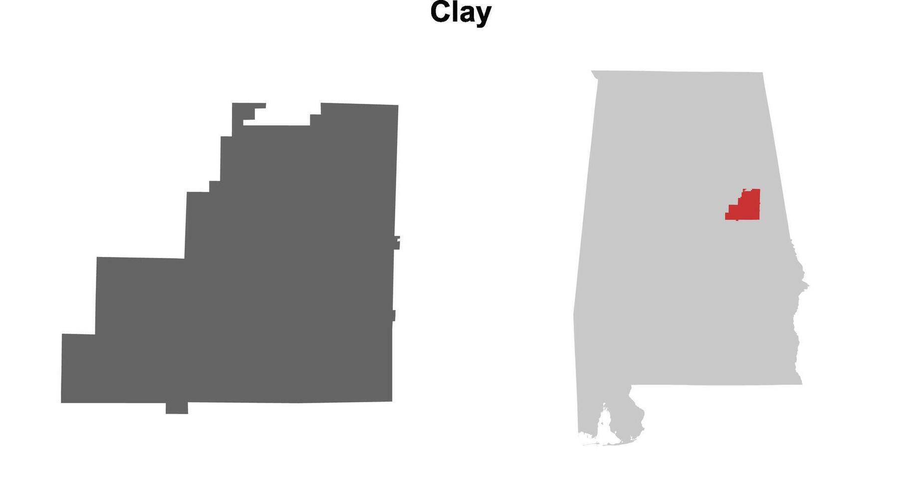 Clay County, Alabama blank outline map set vector