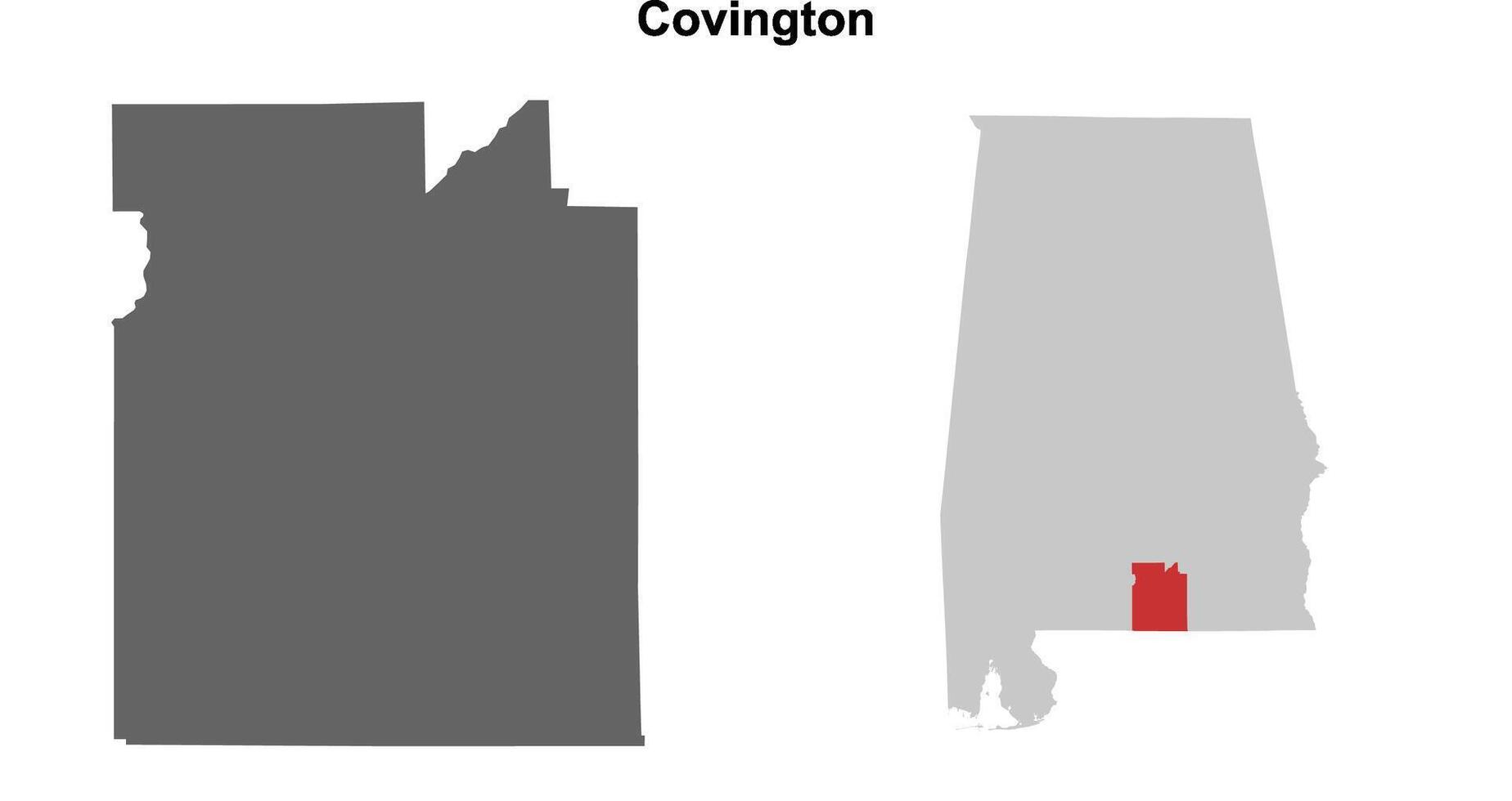 Covington County, Alabama blank outline map set vector