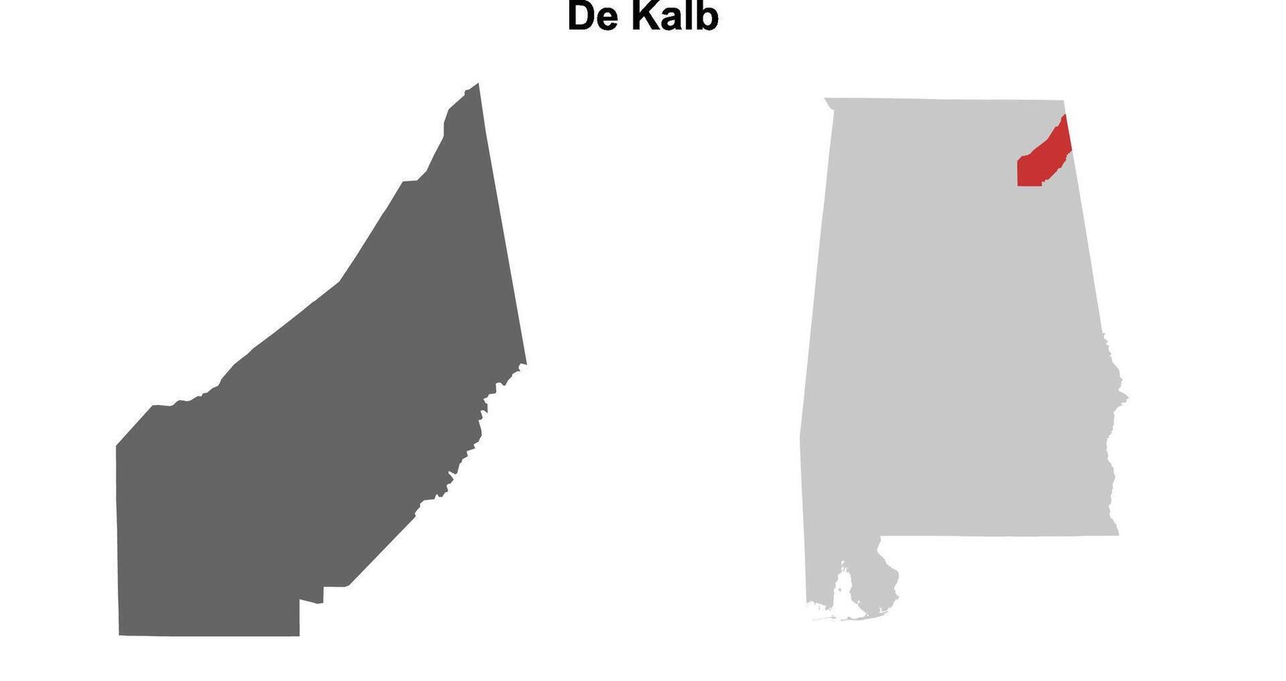 De Kalb County, Alabama blank outline map set vector