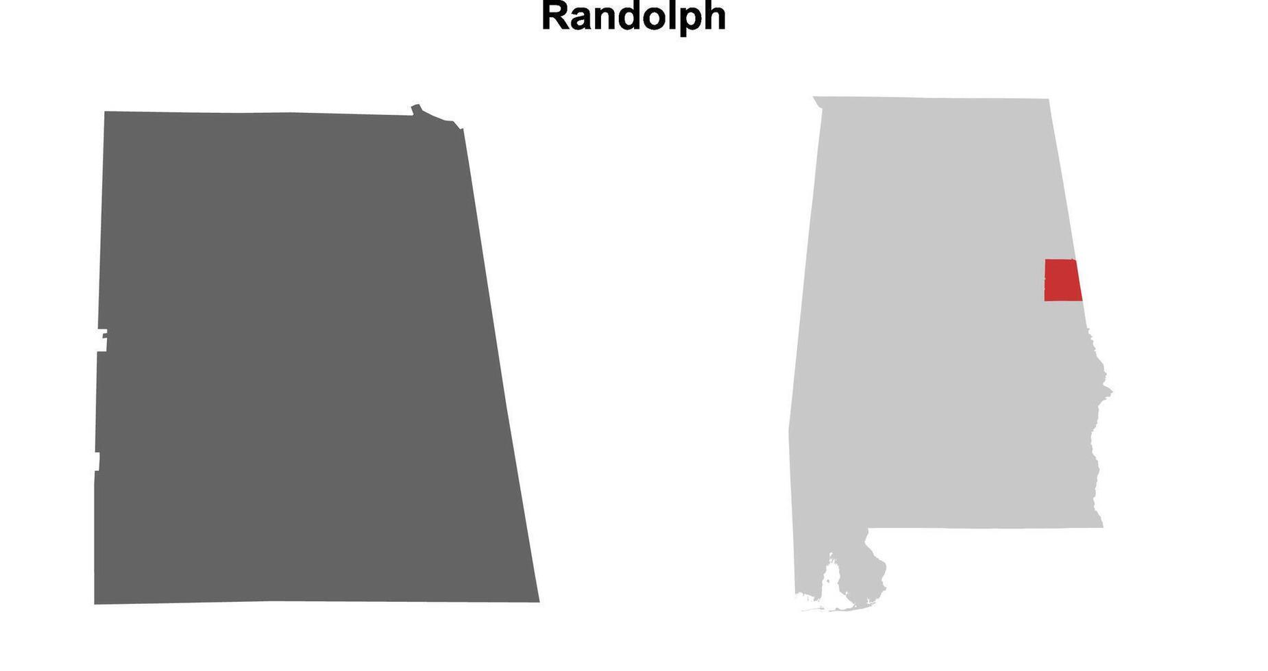 Randolph County, Alabama blank outline map set vector