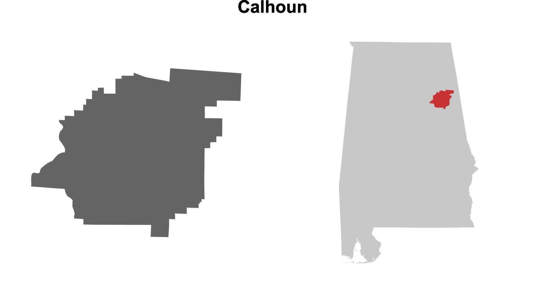 Calhoun County, Alabama blank outline map set vector