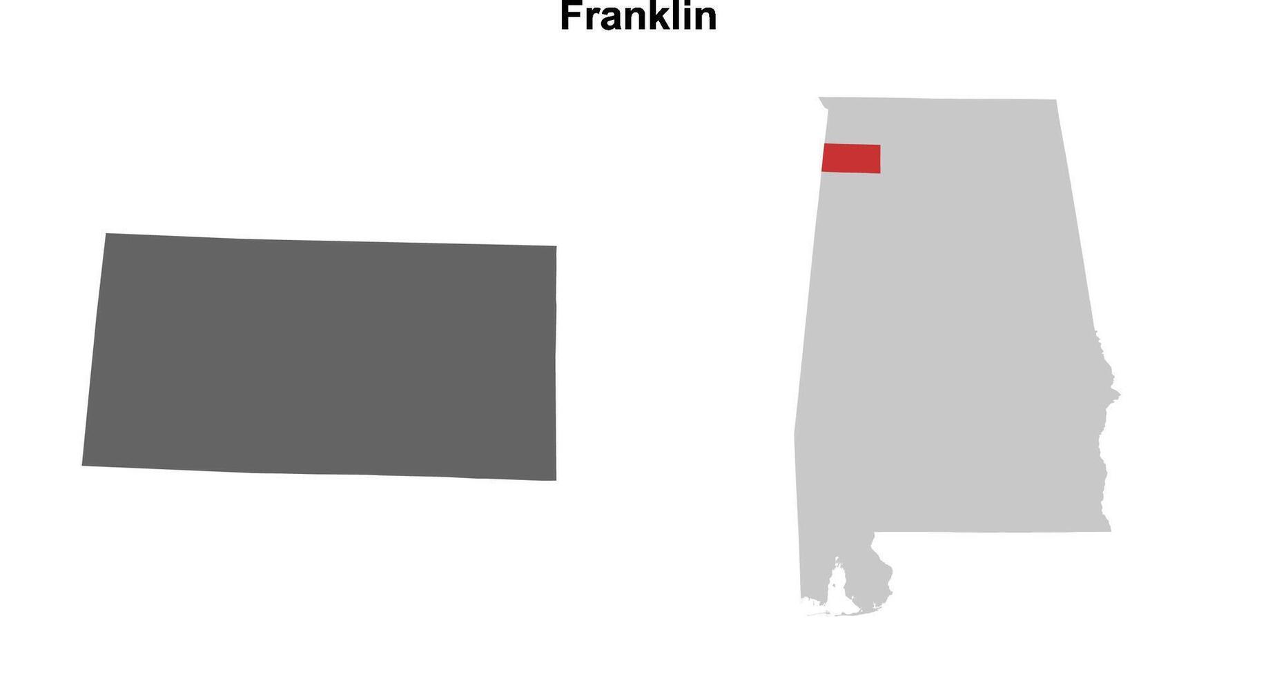 Franklin County, Alabama blank outline map set vector