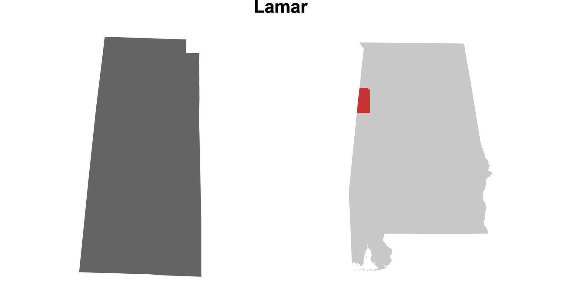 Lamar County, Alabama blank outline map set vector