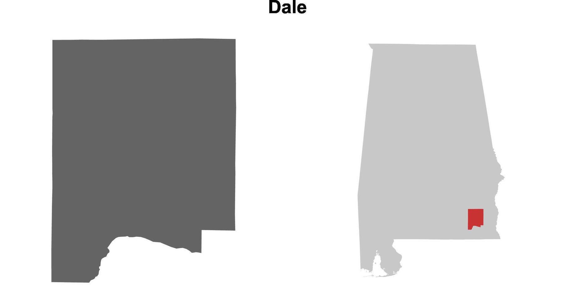 Dale County, Alabama blank outline map set vector