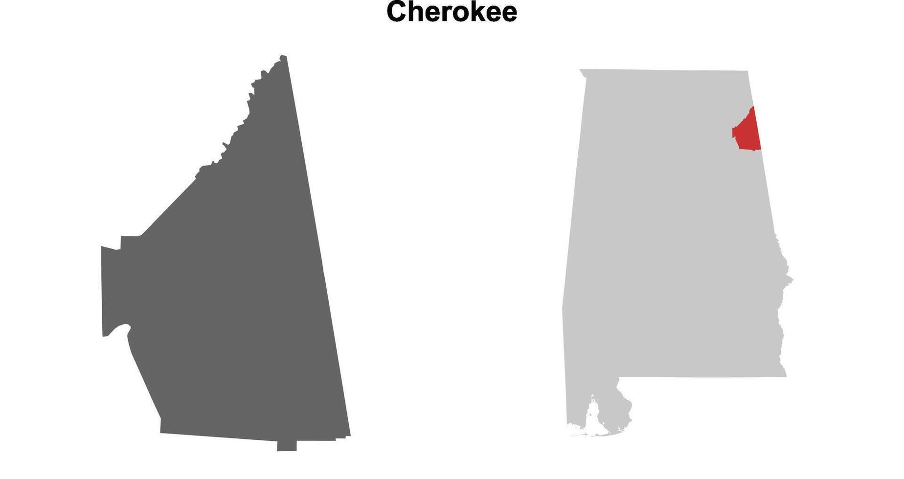 Cherokee County, Alabama blank outline map set vector