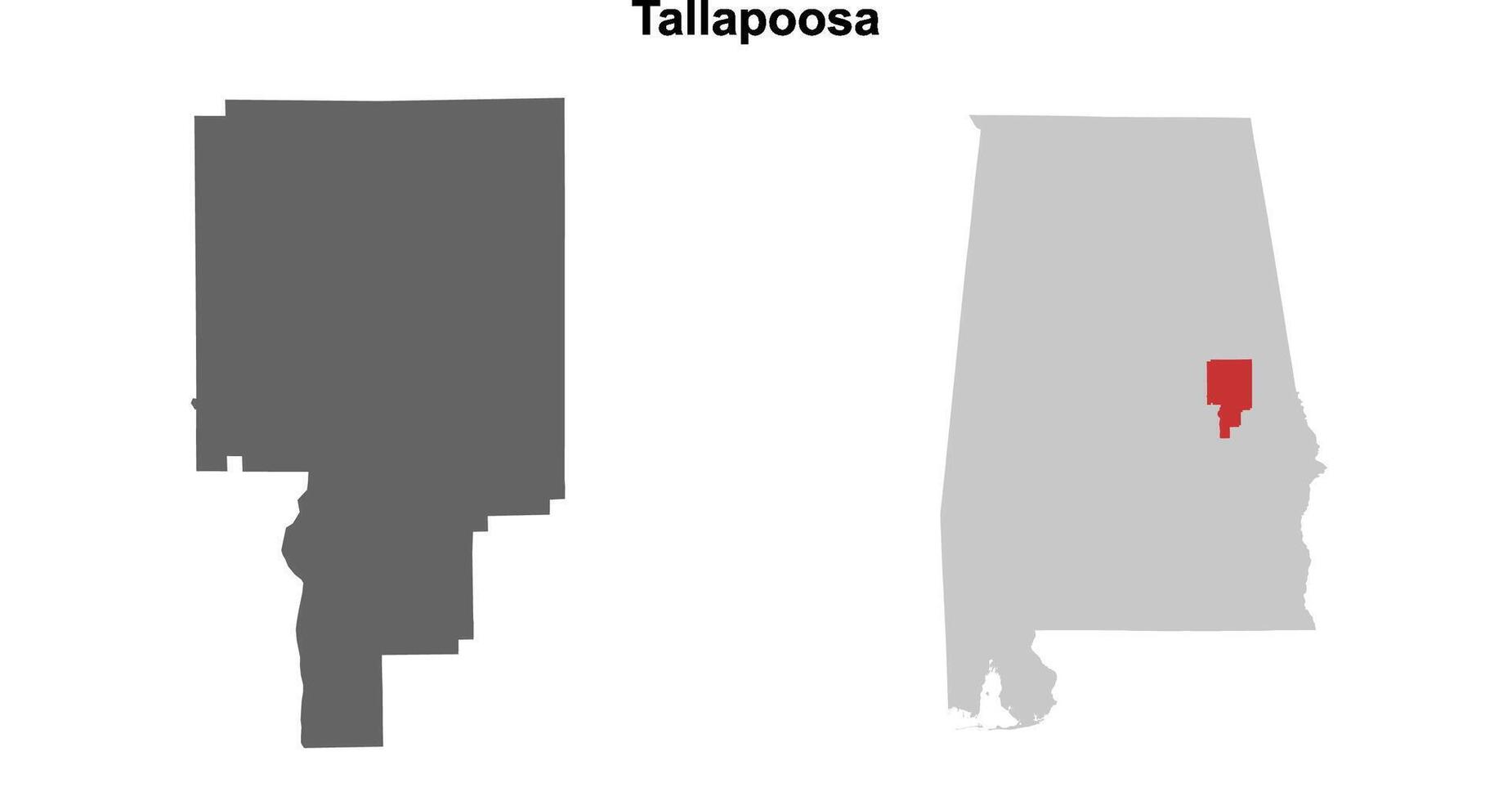 Tallapoosa County, Alabama blank outline map set vector