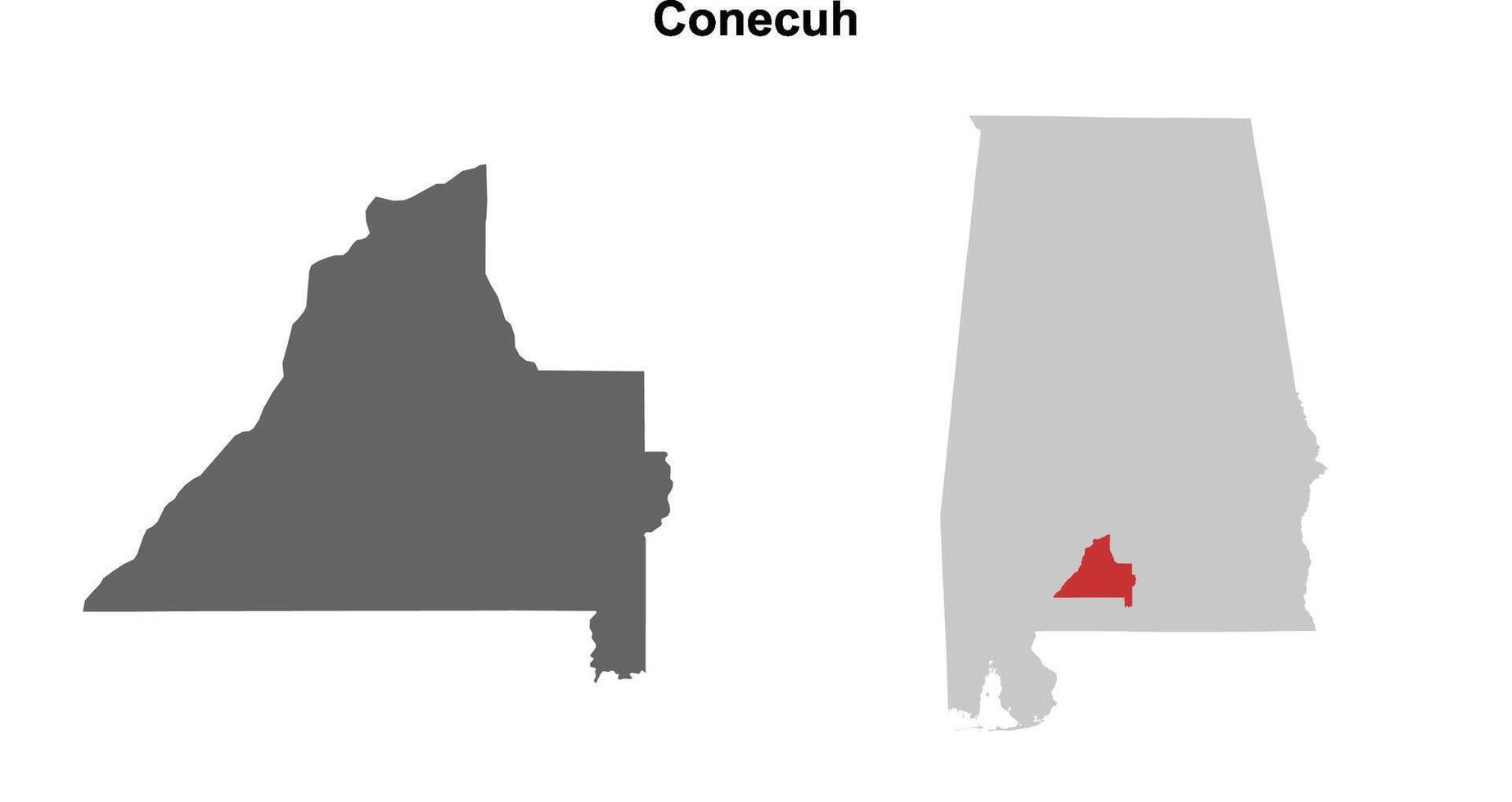 Conecuh County, Alabama blank outline map set vector