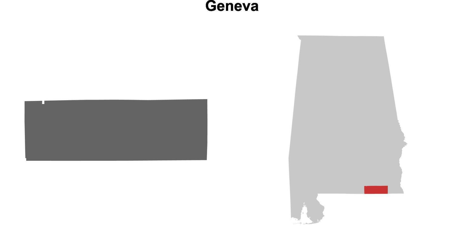 Geneva County, Alabama blank outline map set vector