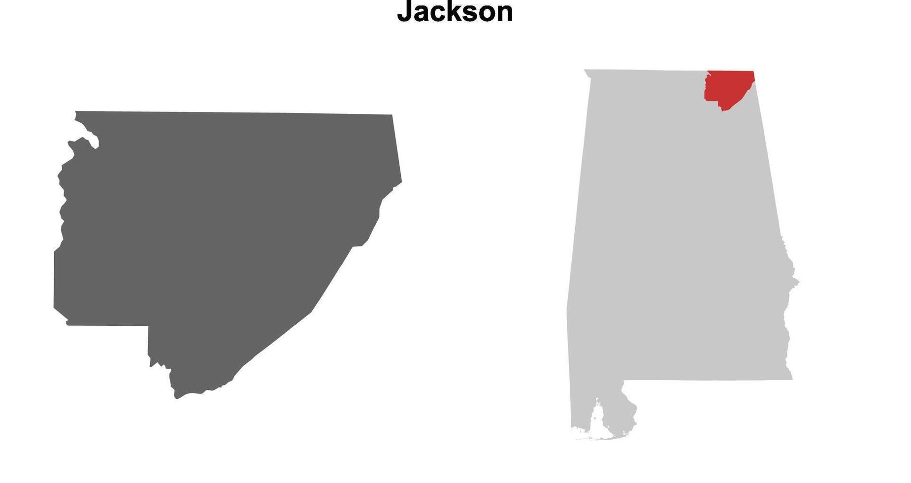 Jackson County, Alabama blank outline map set vector