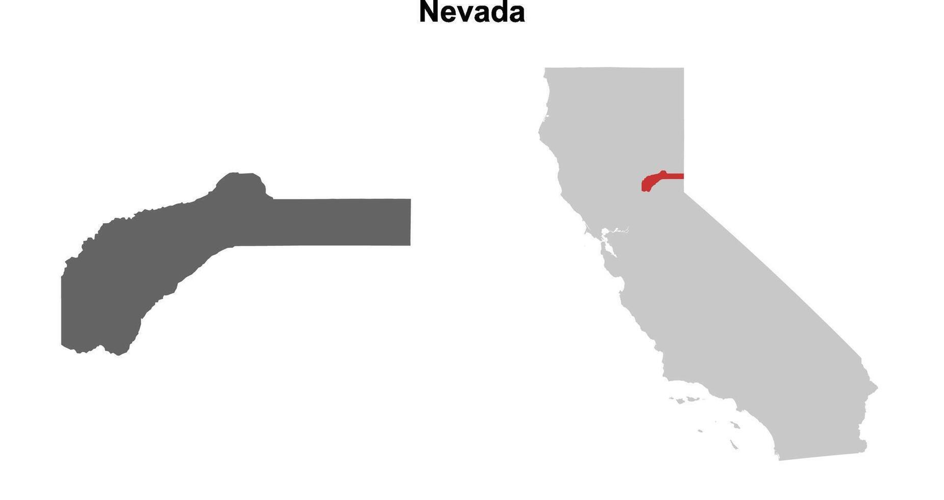 Nevada County, California blank outline map set vector