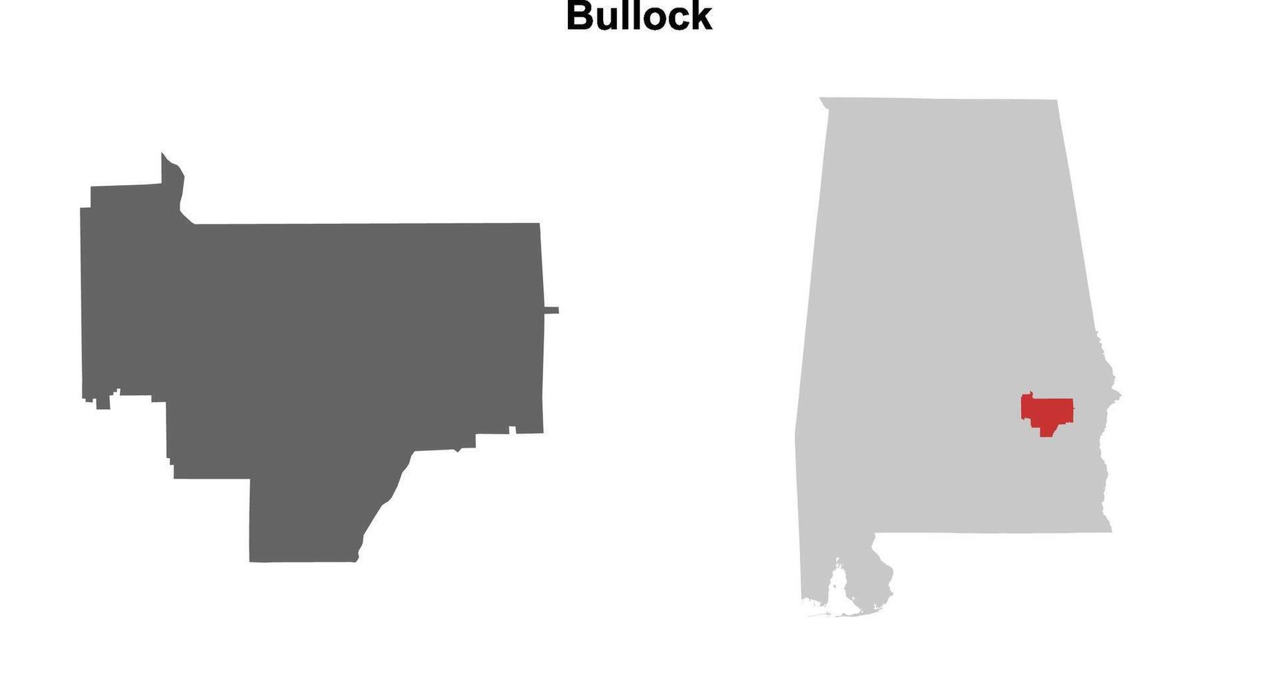 Bullock County, Alabama blank outline map set vector